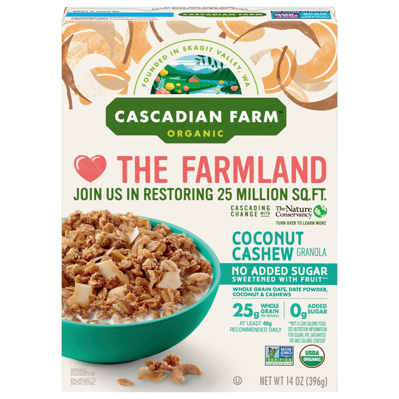 Cascadian Farm No Added Sugar Coconut Cashew Granola Shop Cereal at HEB