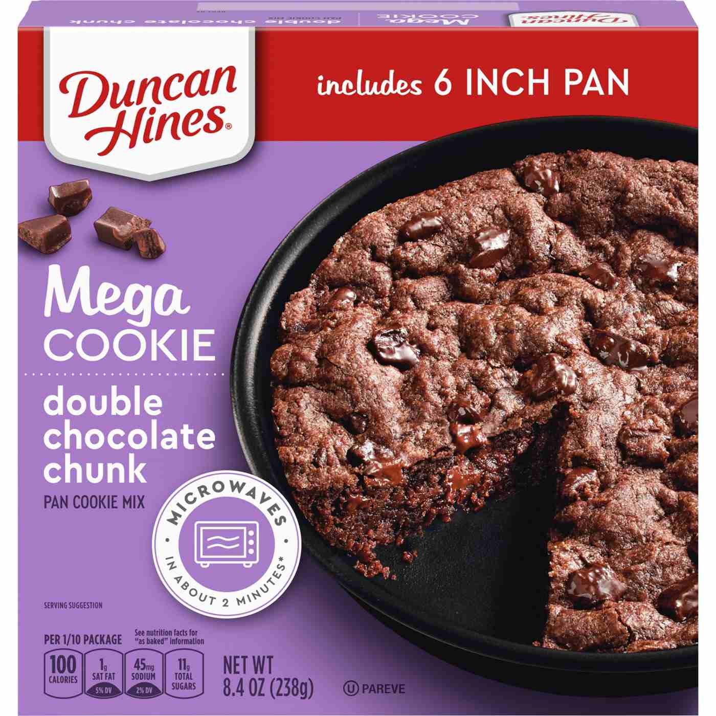 Duncan Hines Mega Cookie Double Chocolate Chunk Pan Cookie Mix; image 1 of 7