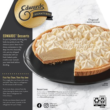 Edwards Premium Desserts Frozen Whole Original Whipped Cheesecake, 24 oz
