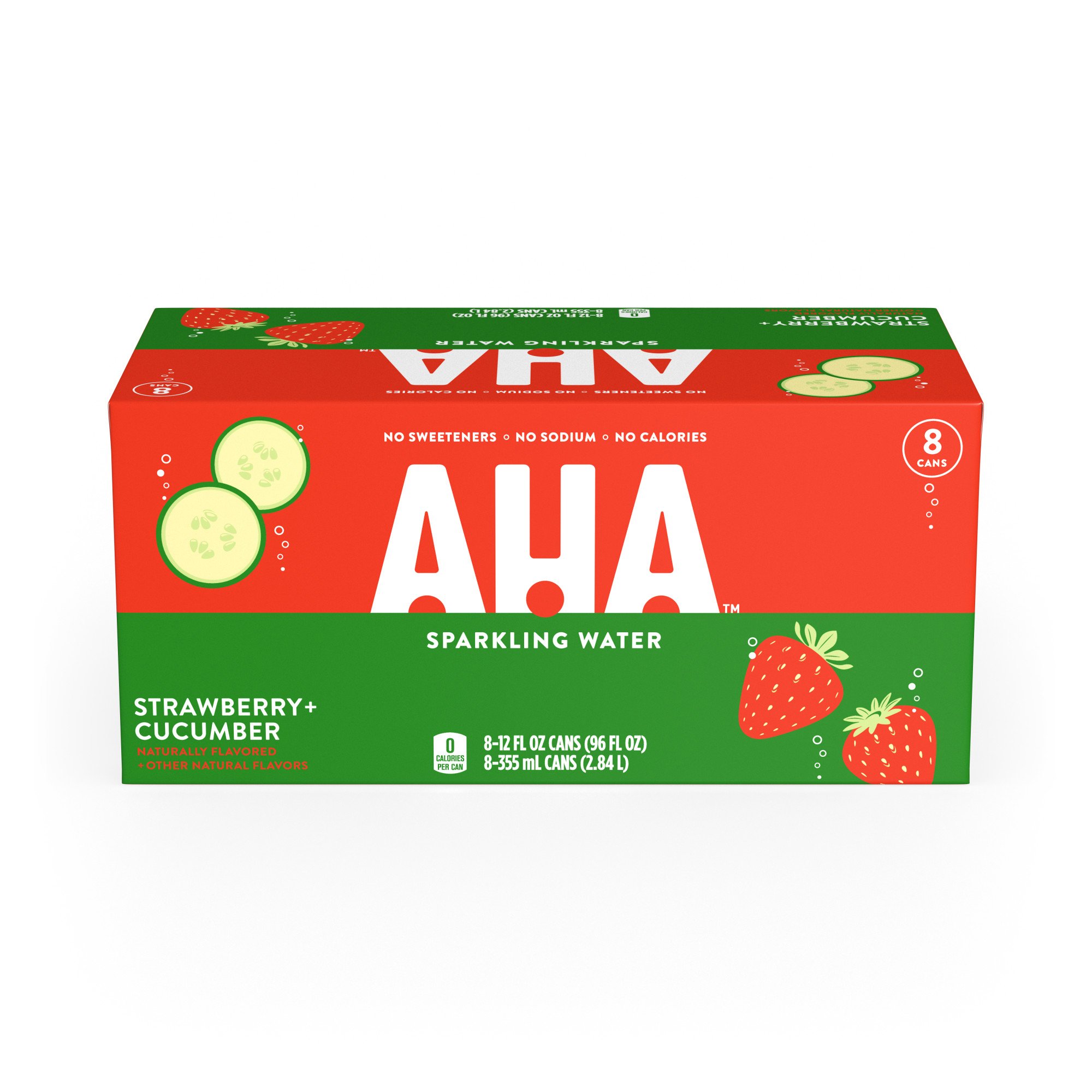Aha Strawberry + Cucumber Sparkling Water 12 oz Cans Shop Water at HEB