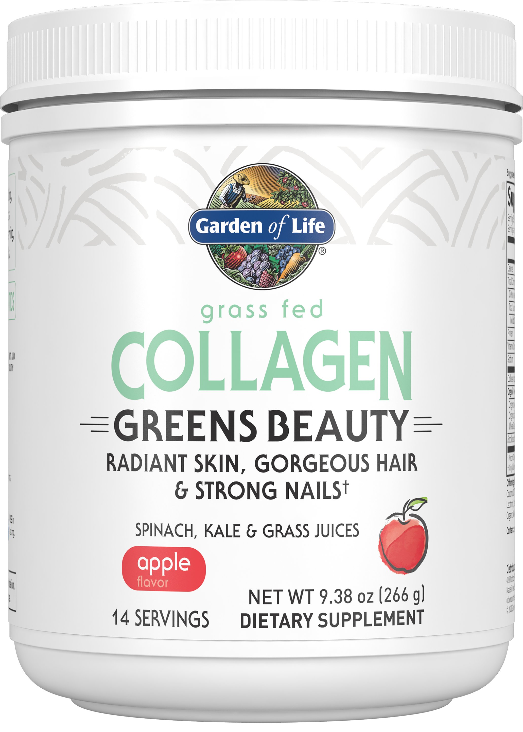 Garden of Life Grass-Fed Collagen Greens Beauty Supplement - Apple Flavor, 9.38 oz