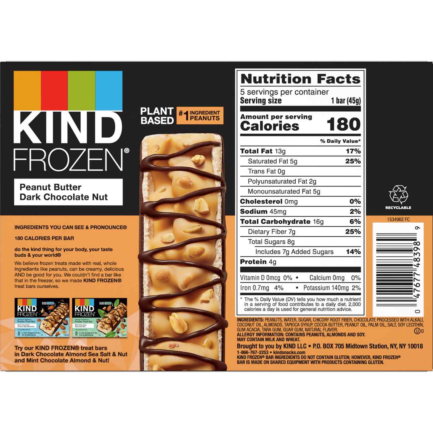 Kind Frozen Dark Chocolate Peanut Butter Frozen Treat Bars; image 2 of 2