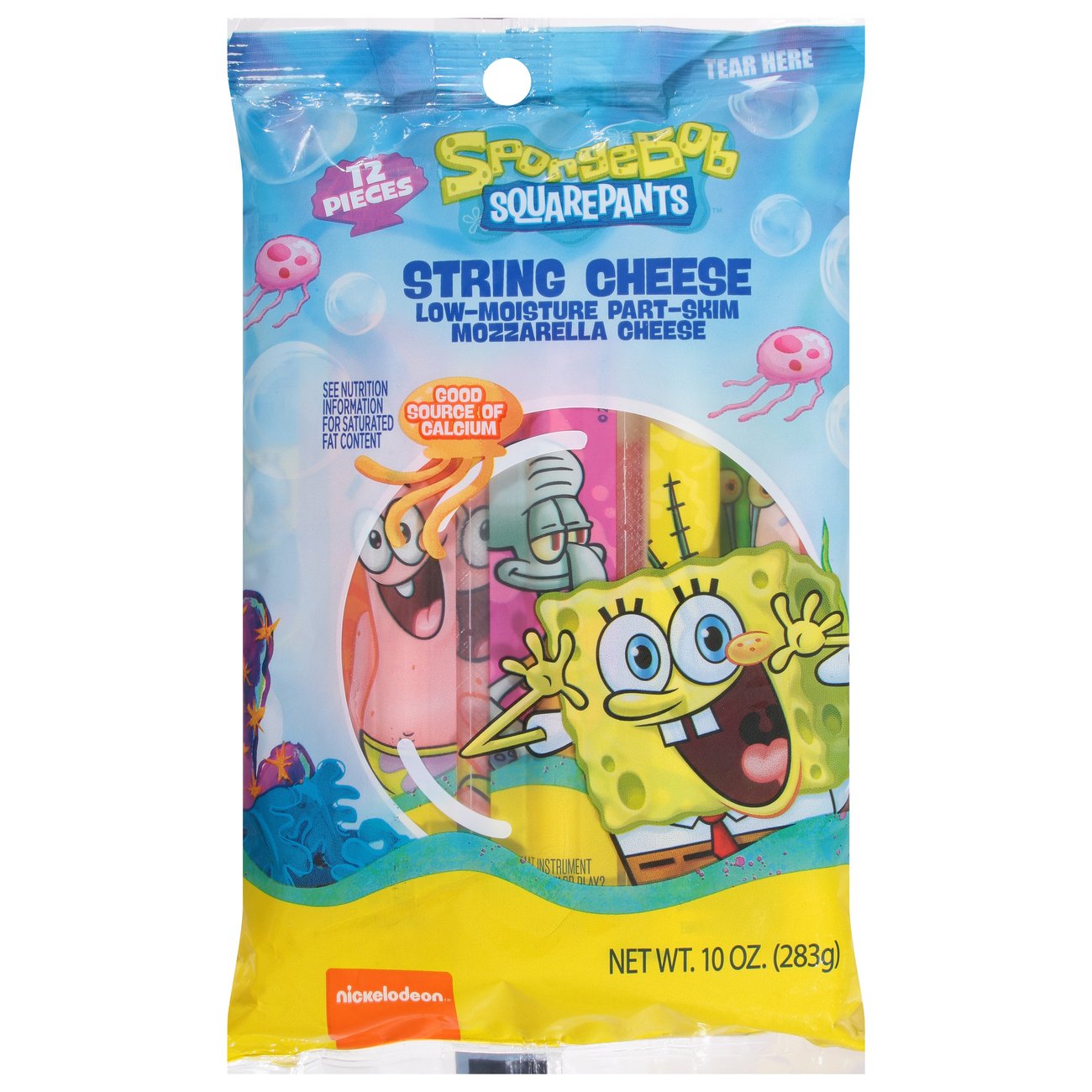Spongebob Squarepants Low Moisture PartSkim Mozzarella String Cheese