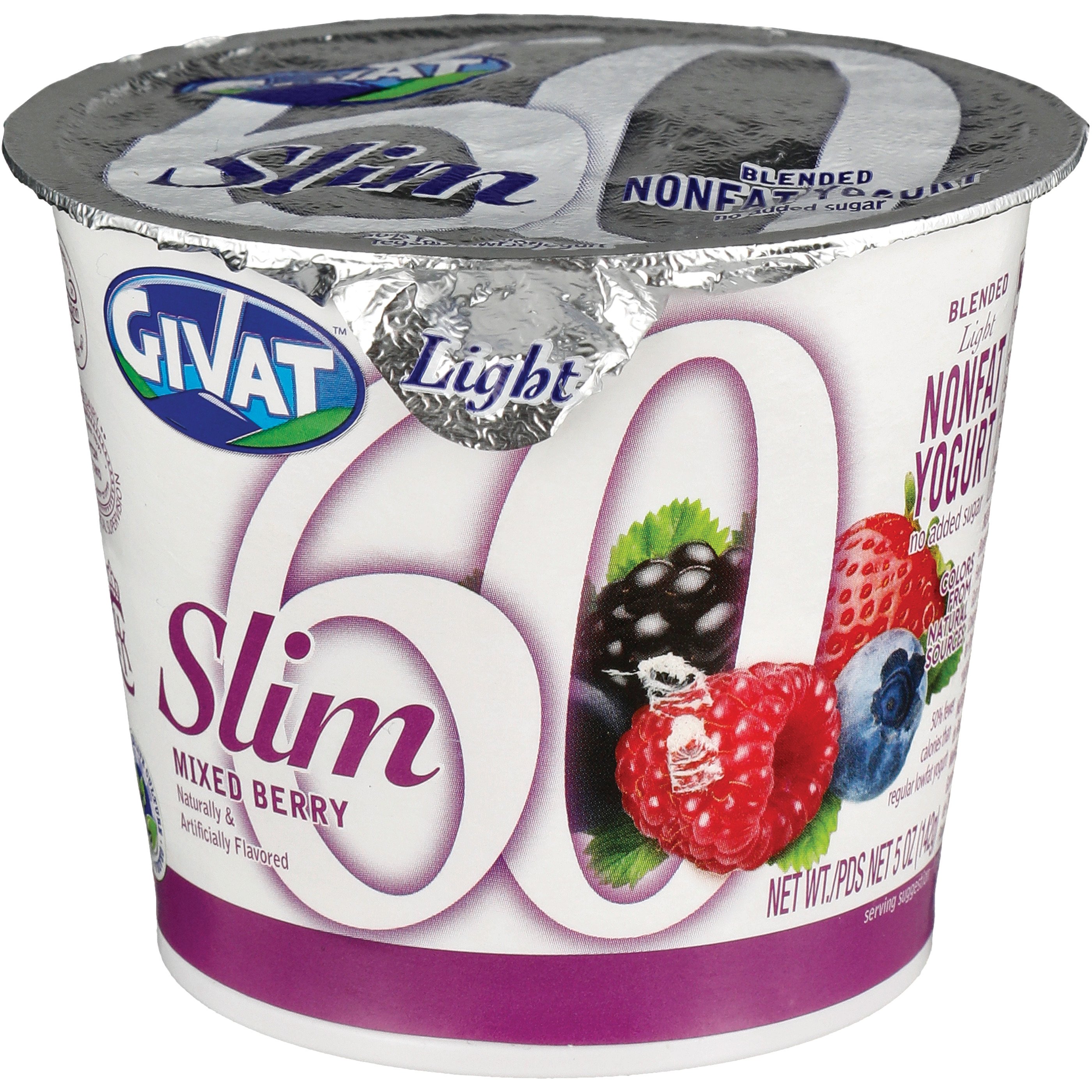 Givat Slim 60 Light Nonfat Blended Mixed Berry Yogurt, Kosher Shop