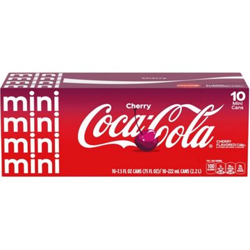 Coca-Cola Cherry Coke Soda Soft Drink Fridge Pack 10 pk Mini Cans
