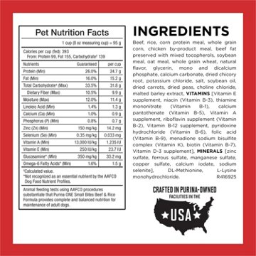 Purina ONE Small Bites  High Protein Dry Dog Food Natural Beef and Rice Formula
