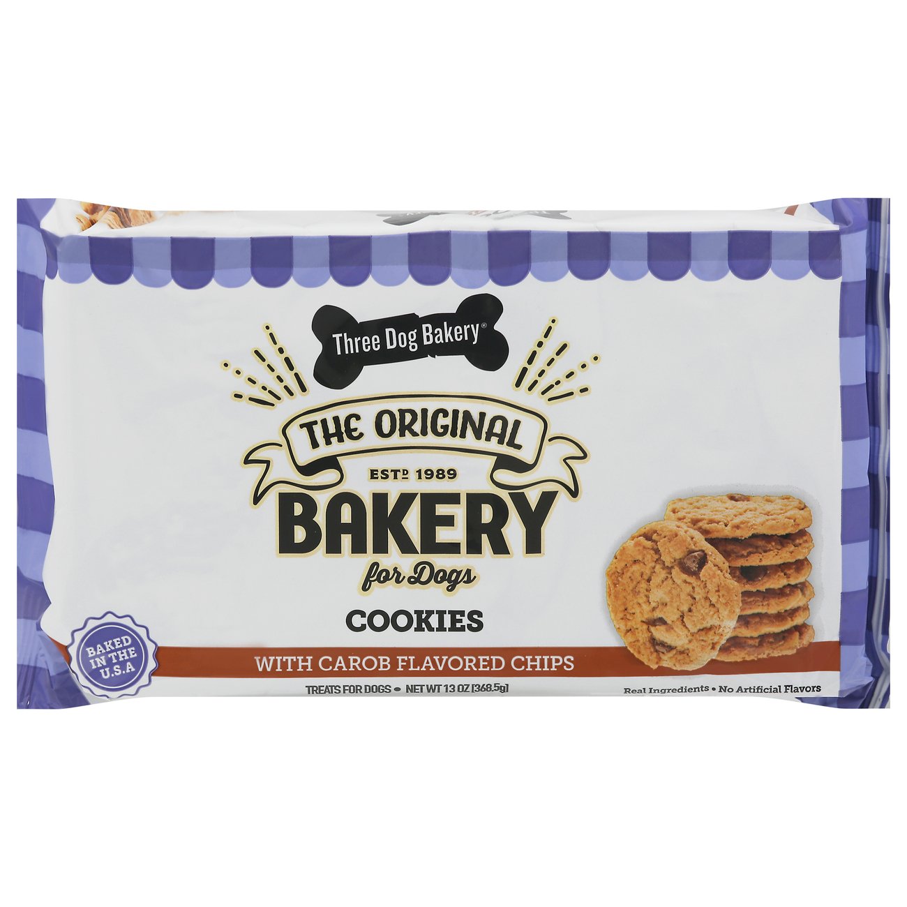 Three Dog Bakery Cookies with Carob Flavored Chips Dog Treats Shop