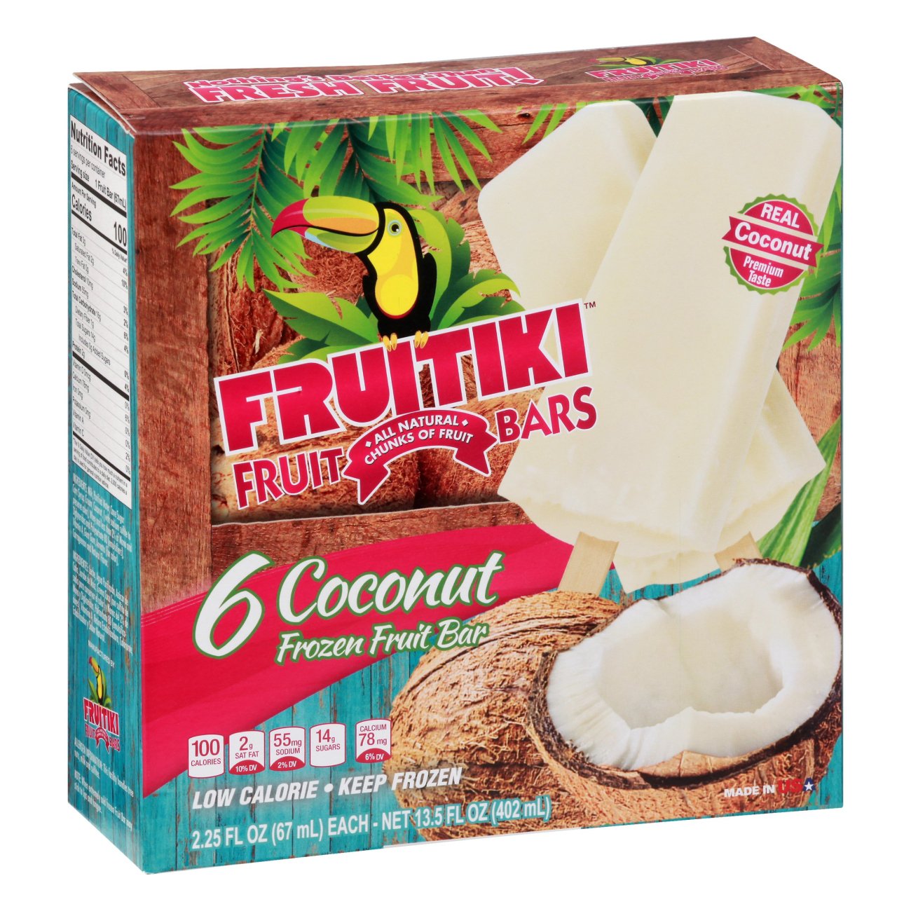 Fruitiki Coconut Frozen Fruit Bars Shop Bars & Pops at HEB