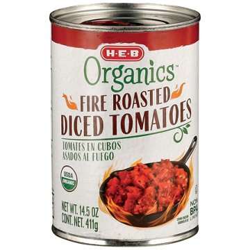 H-E-B Organics Fire Roasted Diced Tomatoes, 14.5 oz