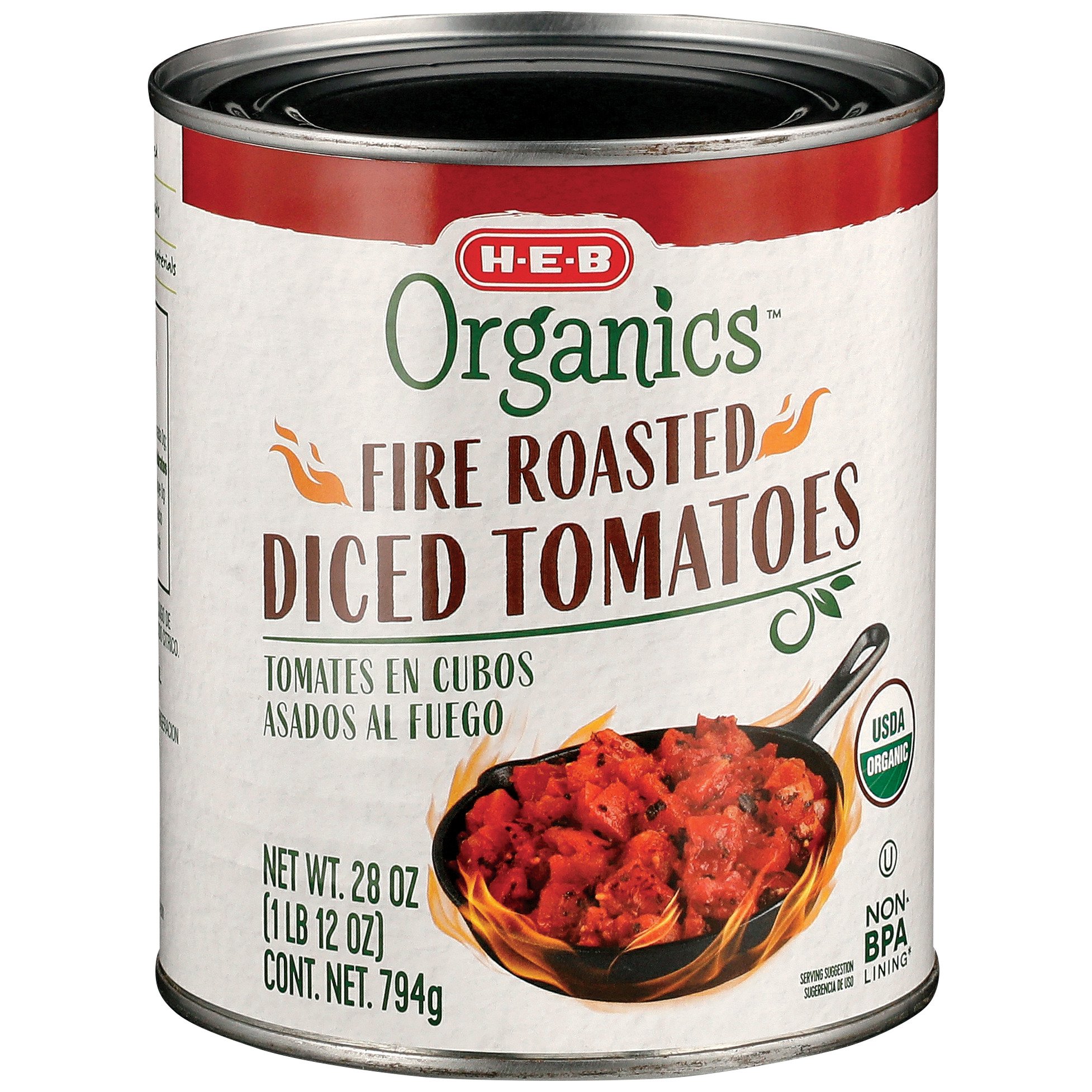 H-E-B Organics Fire Roasted Diced Tomatoes - Shop Canned & Dried Food ...