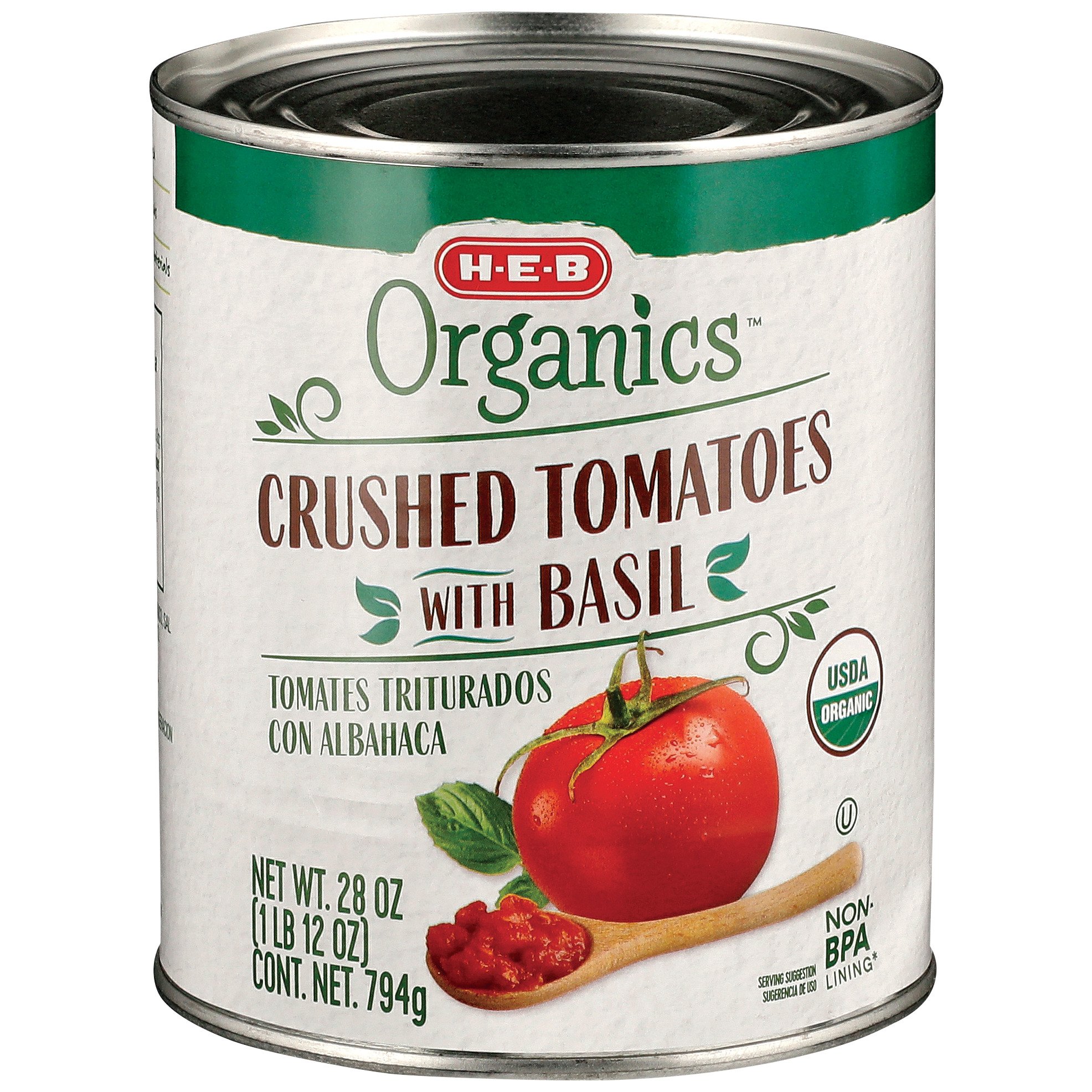 H-E-B Organics Crushed Tomatoes With Basil - Shop Canned & Dried Food ...