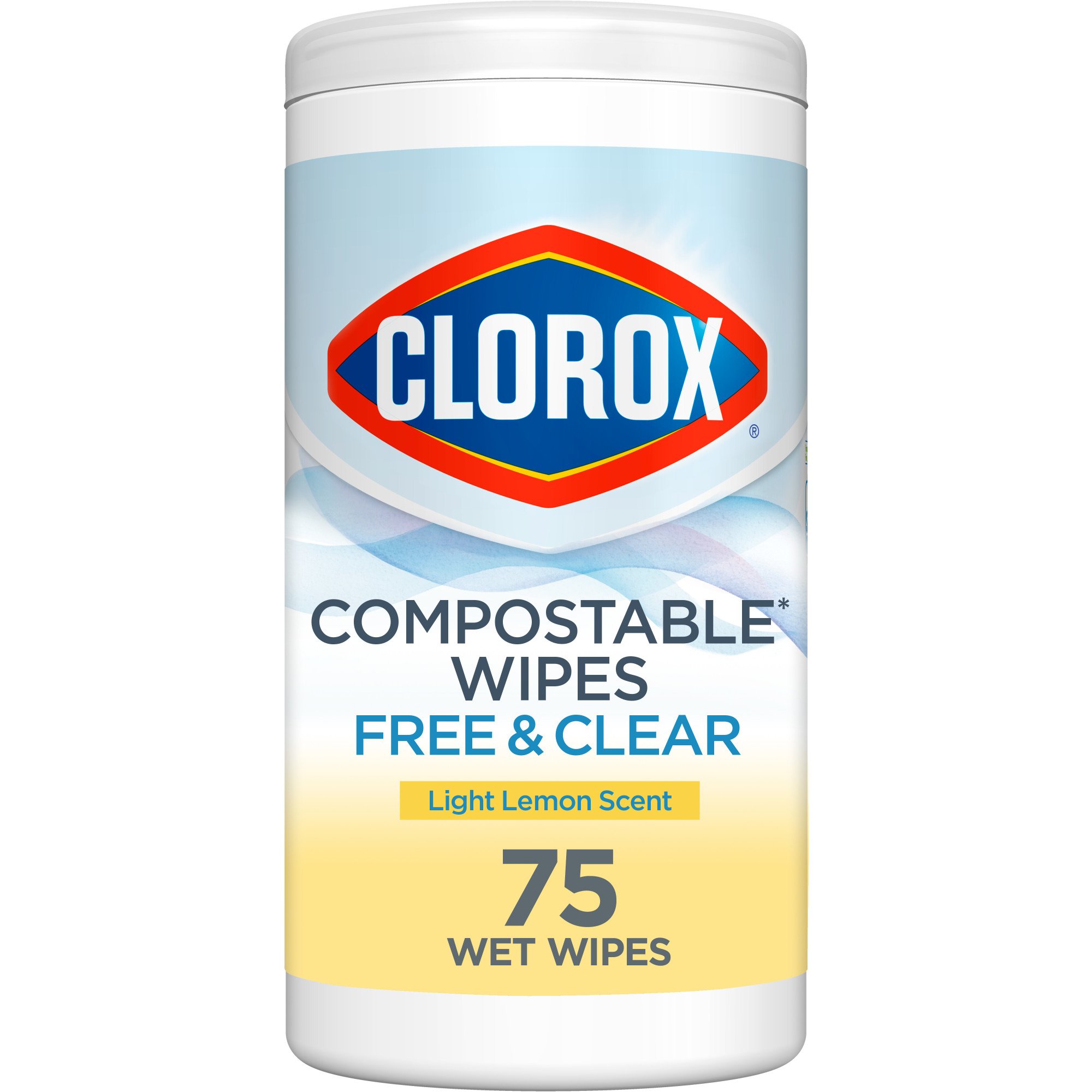 Clorox Free & Clear Compostable Cleaning Wipes Light Lemon Scent