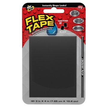 Flex Seal Flex Tape Mini Waterproof Patches – Black, 3 x 4 in, 2 pk