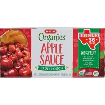 H-E-B Organics Applesauce Pouches - Texas-Size Pack, 36 ct