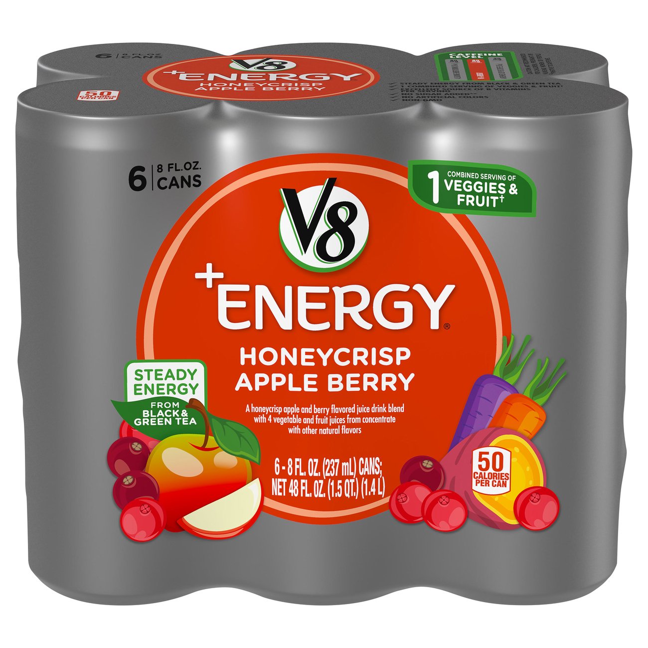 V8 + Energy Honeycrisp Apple Berry 8 oz Cans Shop Juice at HEB