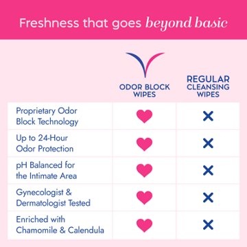 Vagisil Odor Block Daily Freshening Wipes, 20 ct