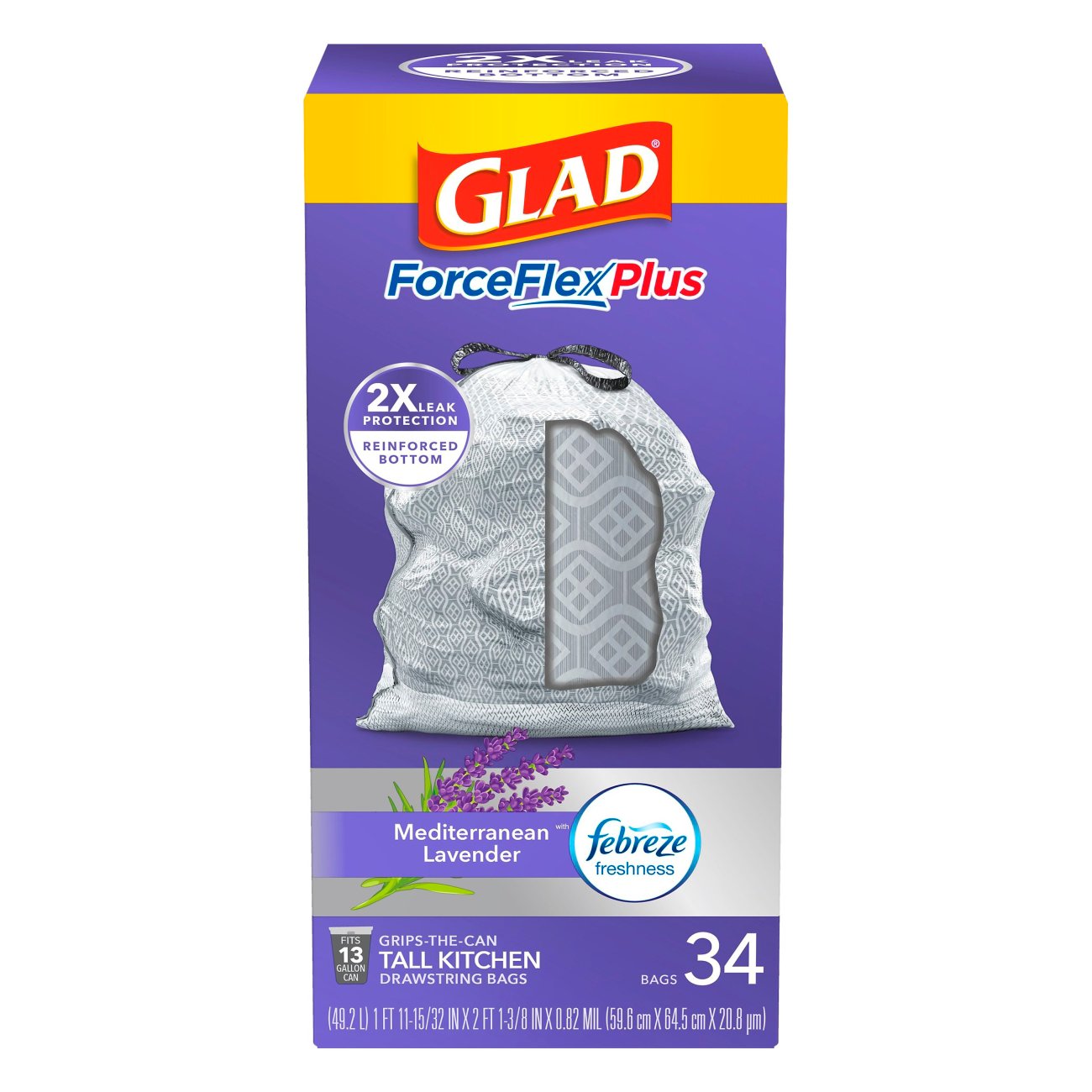 Glad ForceFlex Max Strength Lavender Drawstring Tall Kitchen 13 Gallon  Trash Bags - Shop Trash Bags at H-E-B