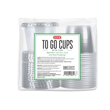 H-E-B 5.5 oz Clear Plastic To Go Cups with Lids, 20 pk