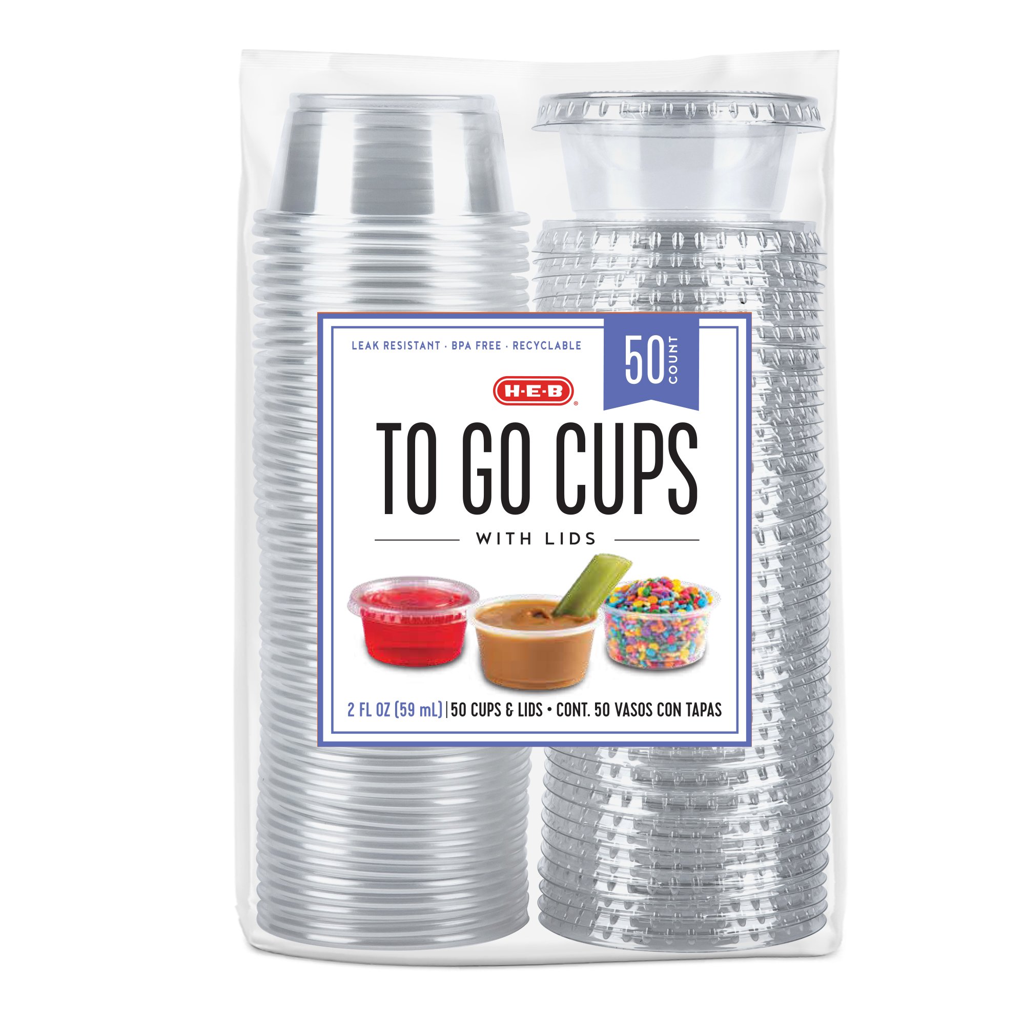 H-E-B 2 oz Clear Plastic To Go Cups with Lids - Shop Drinkware at H-E-B