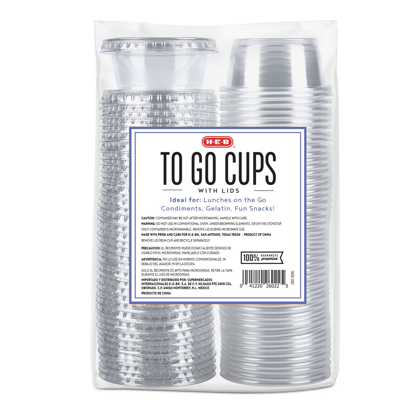 H-E-B 2 oz Clear Plastic To Go Cups with Lids - Shop Drinkware at