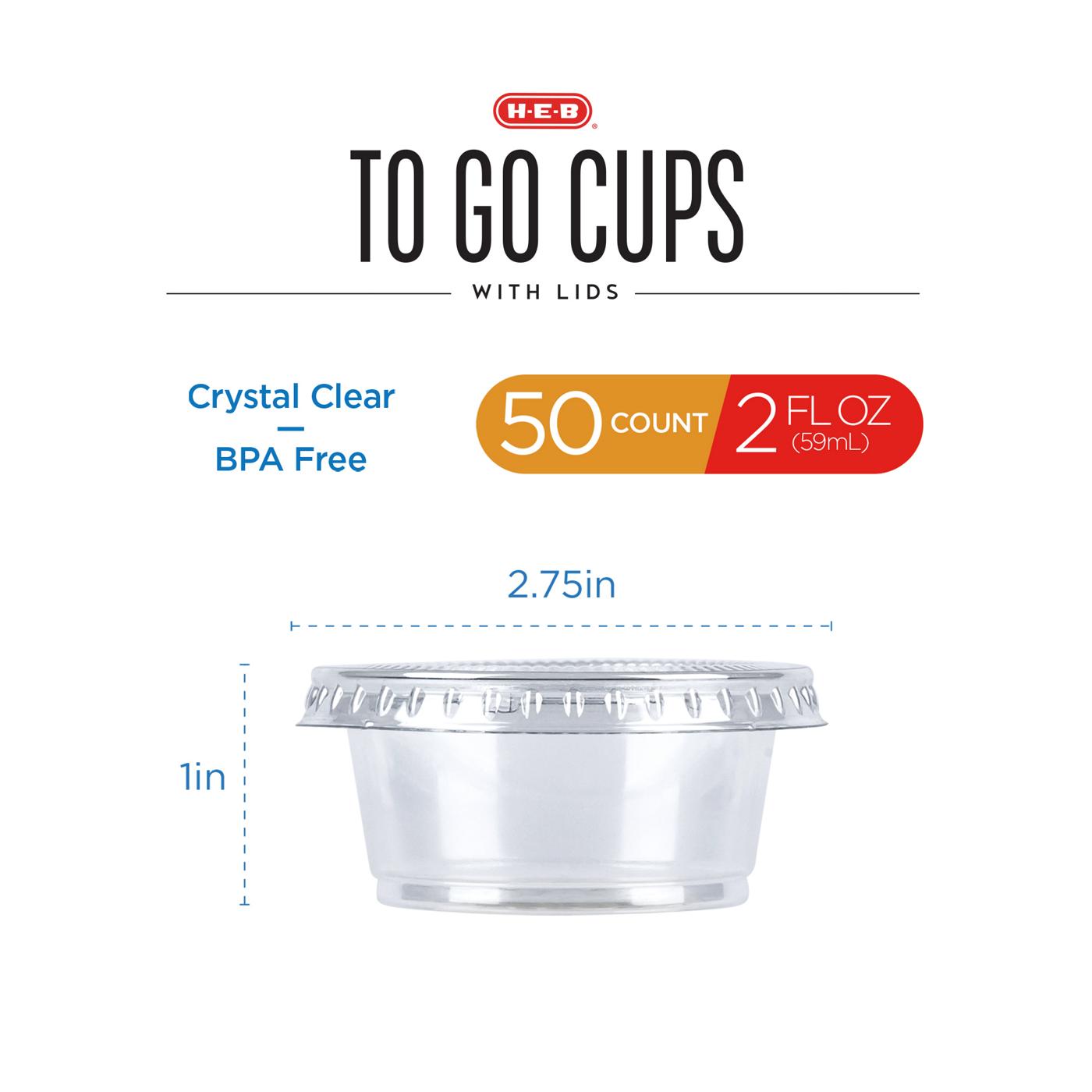 H-E-B 2 oz Clear Plastic To Go Cups with Lids; image 3 of 4