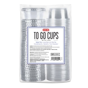 H-E-B 2 oz Clear Plastic To Go Cups with Lids, 50 pk