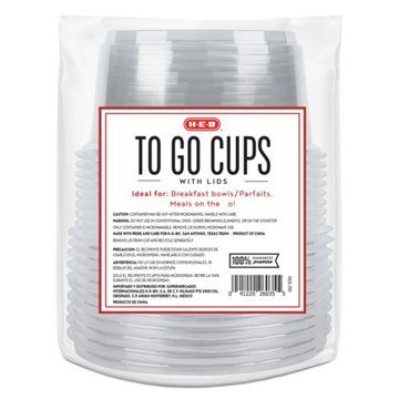 H-E-B 12 oz Clear Plastic To Go Cups with Lids, 10 pk