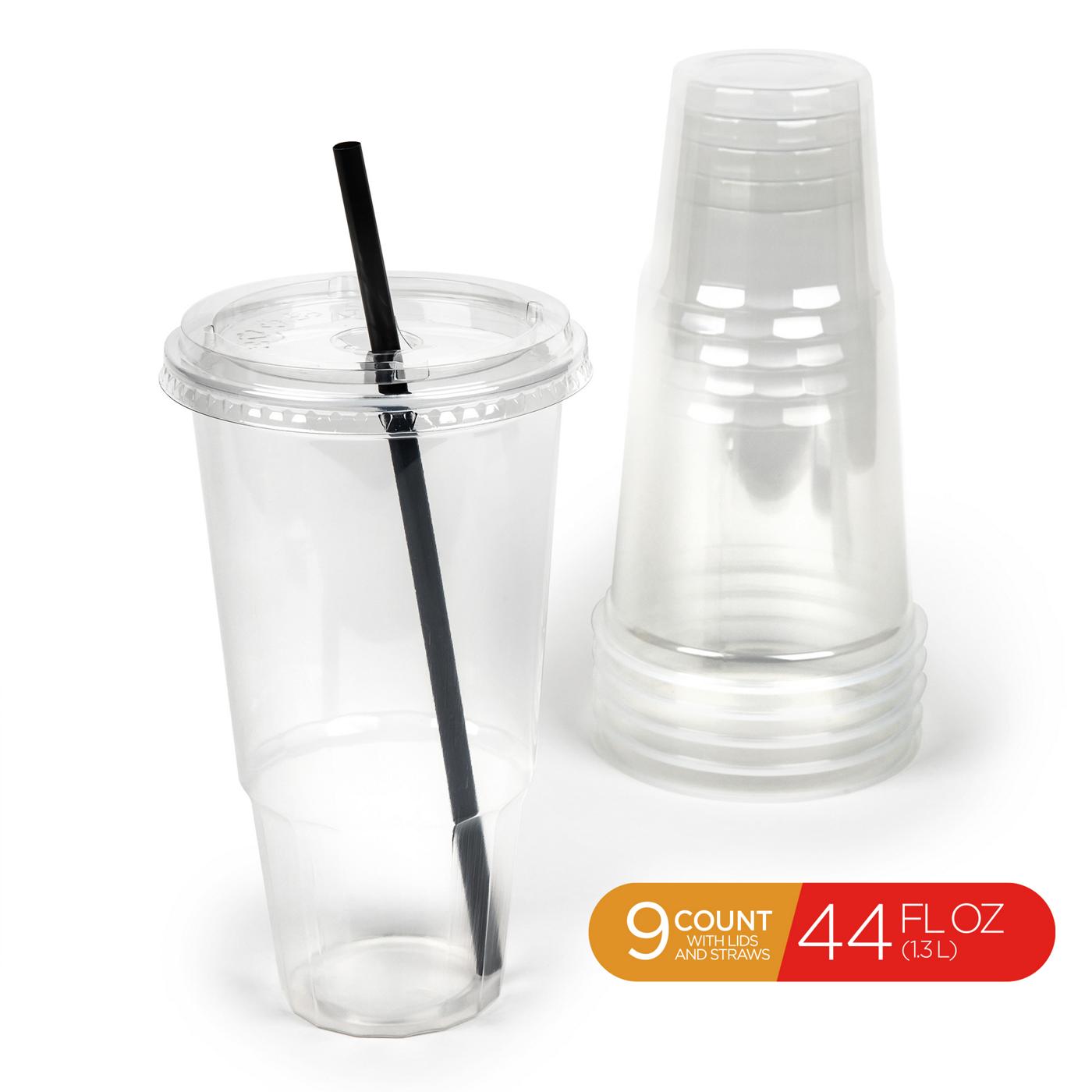 HEB 44 oz Texas Size Clear Plastic Cups with Lids and Straws Shop