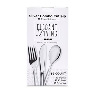 Elegant Living by H-E-B Plastic Knives, Forks & Spoons Combo Pack - Silver, 39 ct