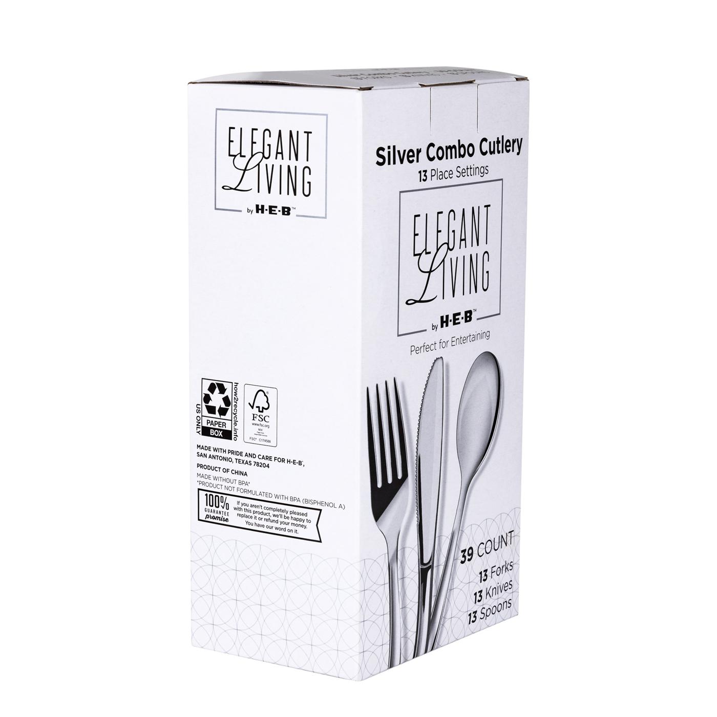 Elegant Living by H-E-B Plastic Knives, Forks & Spoons Combo Pack - Silver; image 2 of 6