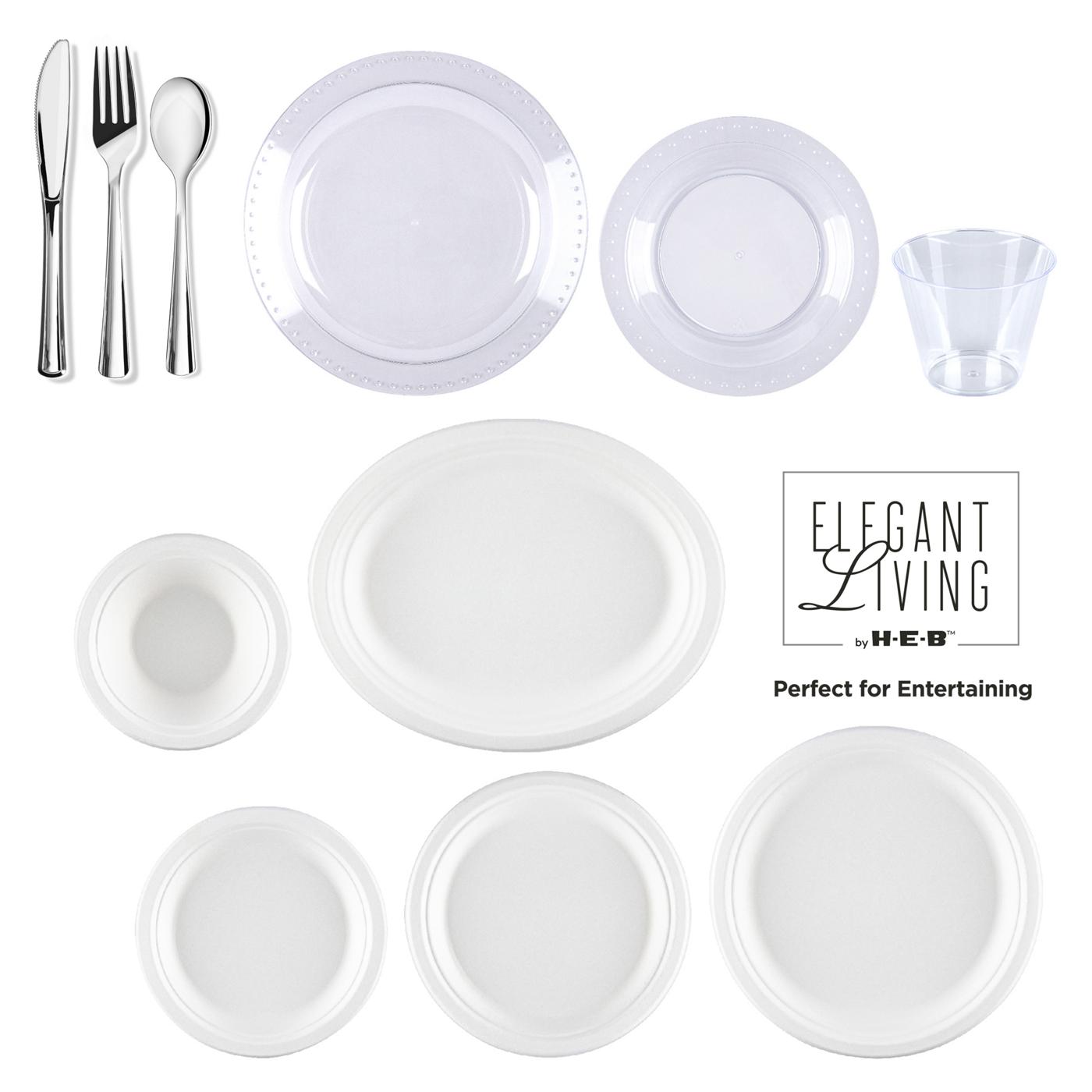 Elegant Living by H-E-B Plastic Knives, Forks & Spoons Combo Pack - Silver; image 3 of 6