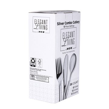 Elegant Living by H-E-B Plastic Knives, Forks & Spoons Combo Pack - Silver, 39 ct