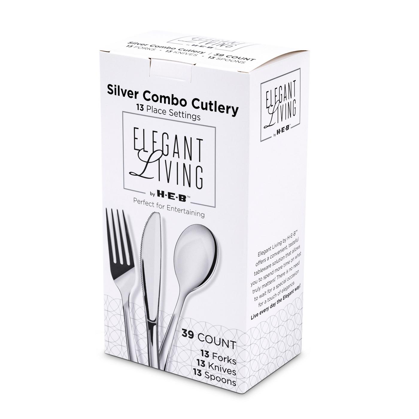 Elegant Living by H-E-B Plastic Knives, Forks & Spoons Combo Pack - Silver; image 4 of 6