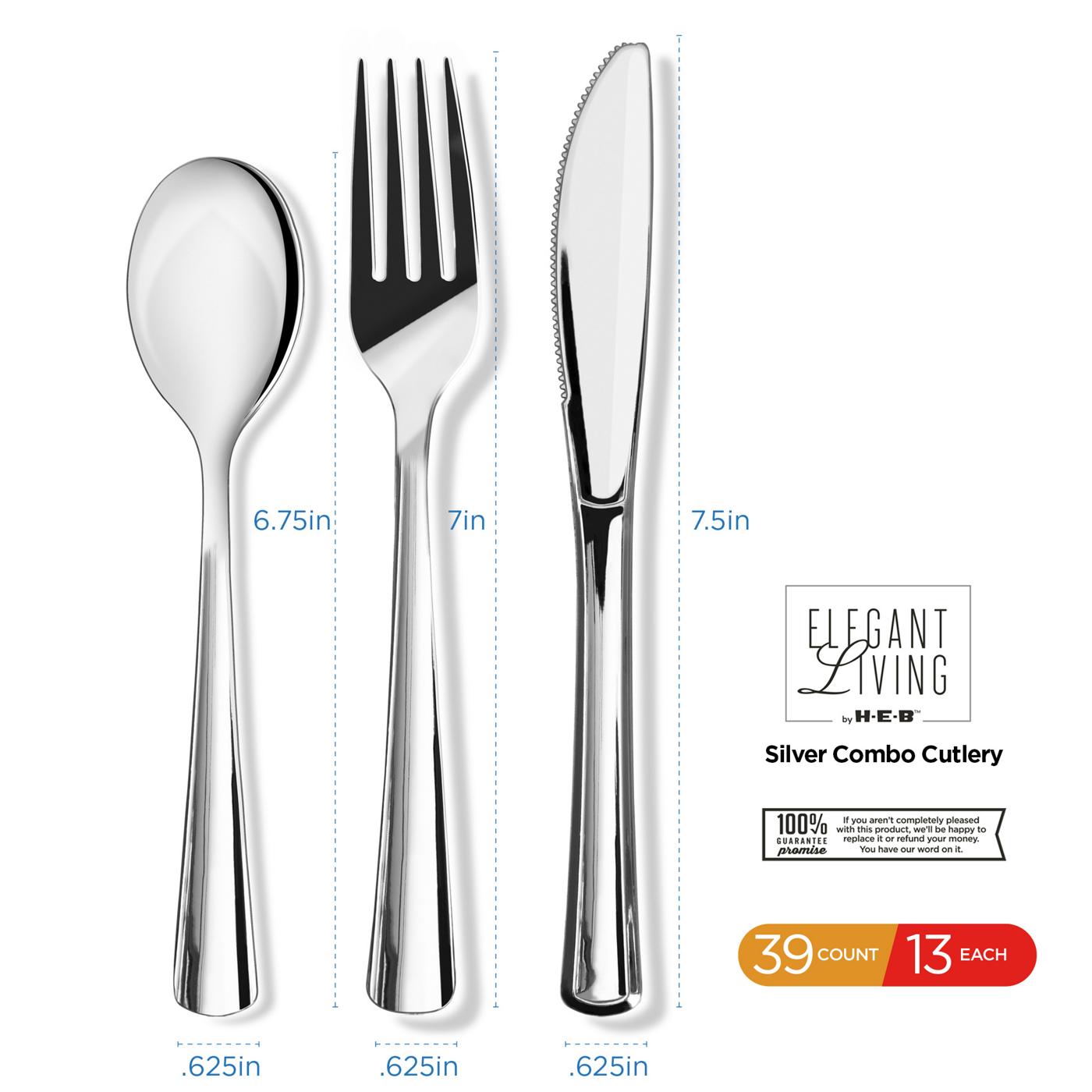 Elegant Living by H-E-B Plastic Knives, Forks & Spoons Combo Pack - Silver; image 6 of 6