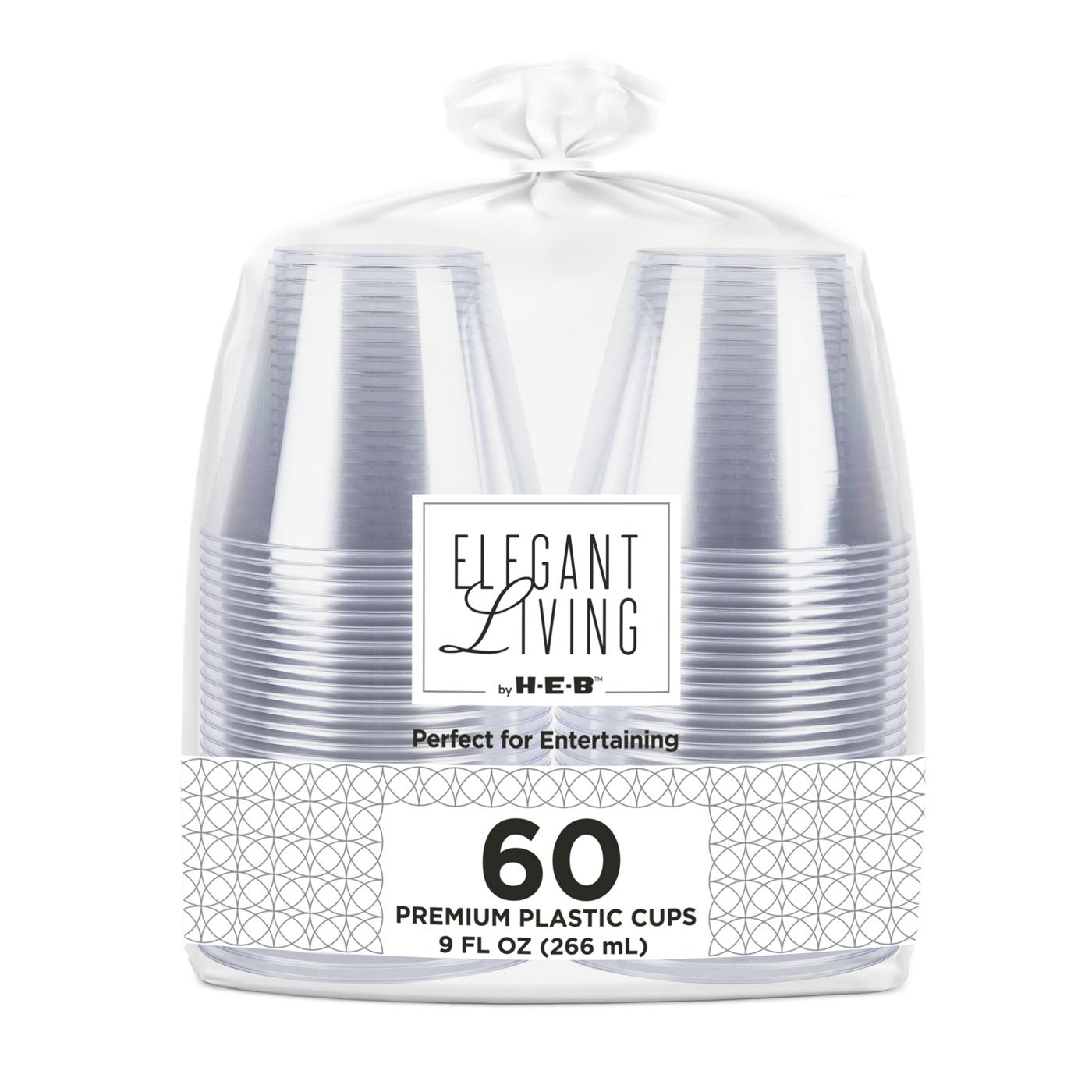 Elegant Living by H-E-B 9 oz Premium Clear Plastic Cups; image 1 of 5