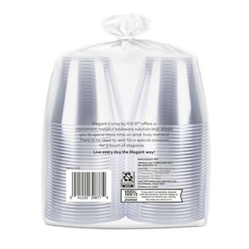Elegant Living by H-E-B 9 oz Premium Clear Plastic Cups, 60 ct