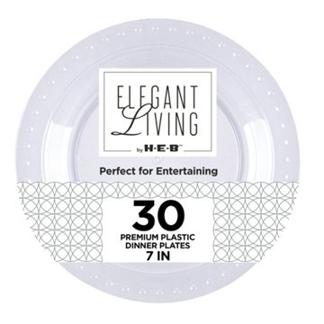 Elegant Living by H-E-B 7" Premium Clear Plastic Plates, 30 ct
