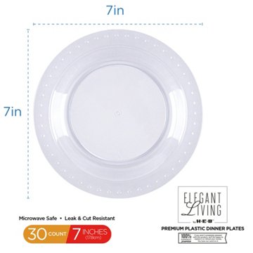 Elegant Living by H-E-B 7" Premium Clear Plastic Plates, 30 ct