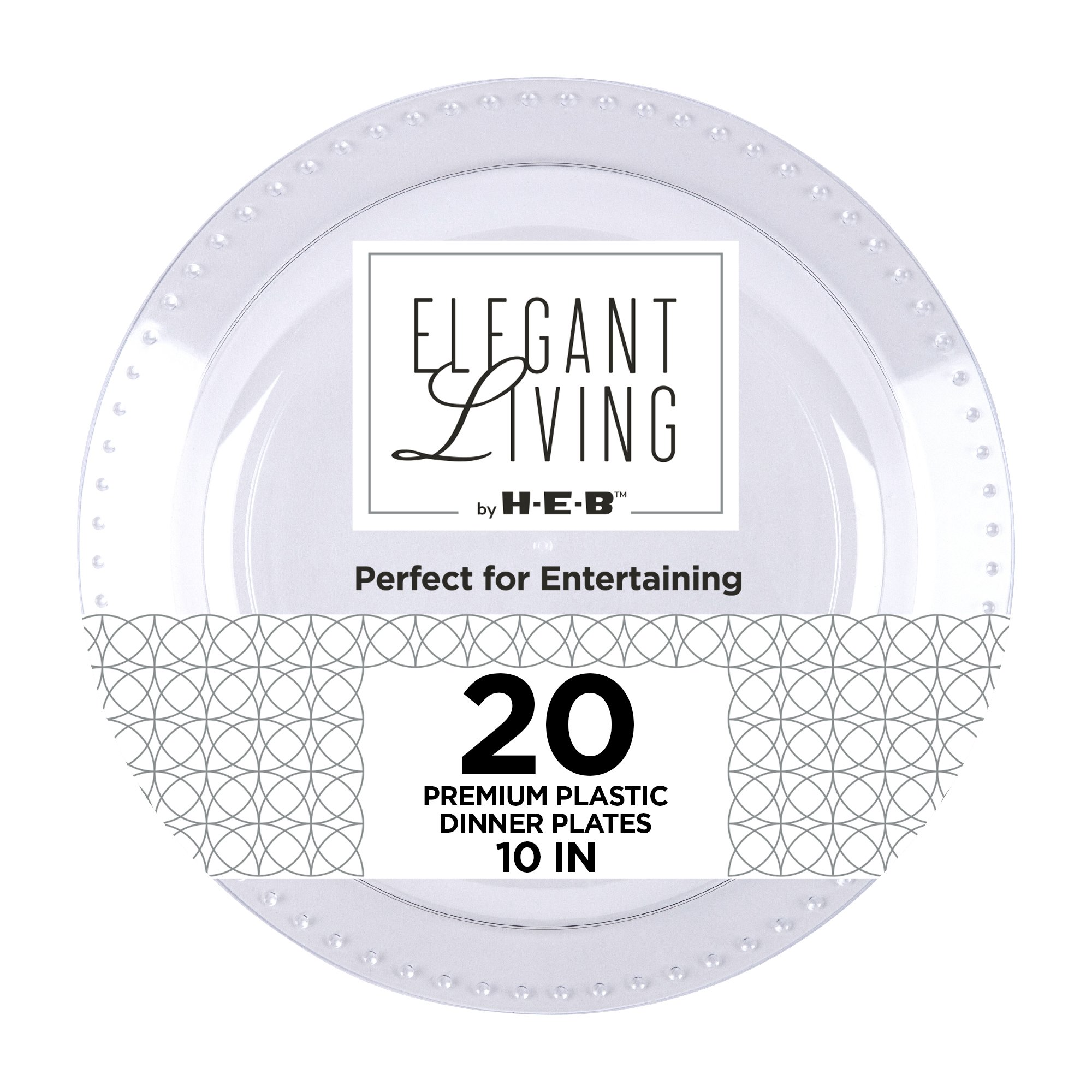 Elegant Living by H-E-B 10" Premium Clear Plastic Plates, 20 ct