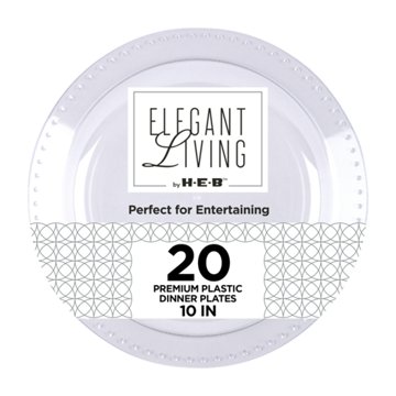 Elegant Living by H-E-B 10" Premium Clear Plastic Plates, 20 ct