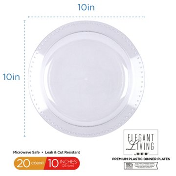 Elegant Living by H-E-B 10" Premium Clear Plastic Plates, 20 ct