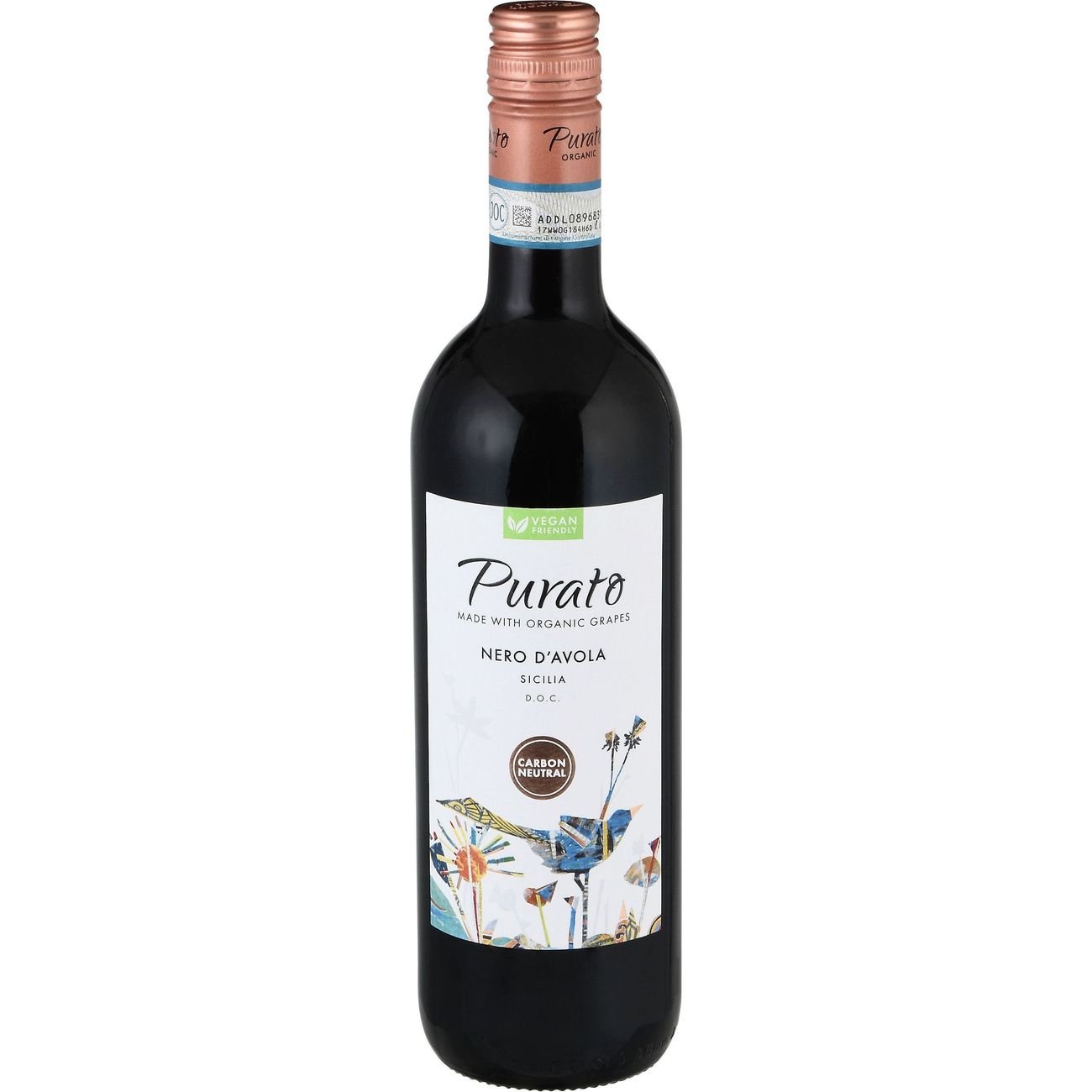 Purato Organic Nero D' Avola Italian Red Wine, 750 mL