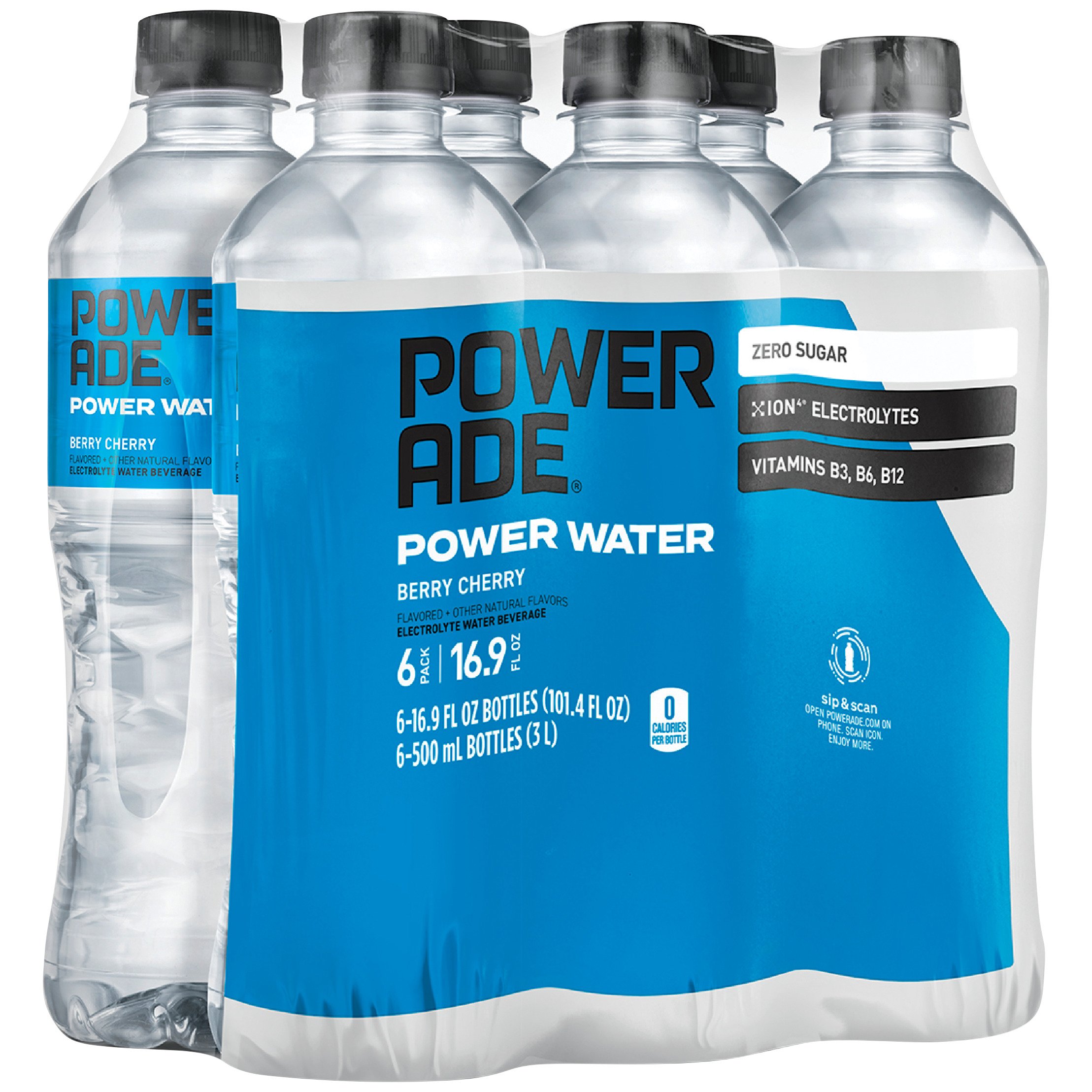 Powerade Berry Cherry Power Water 6 pk Bottles Shop Sports & energy drinks at HEB