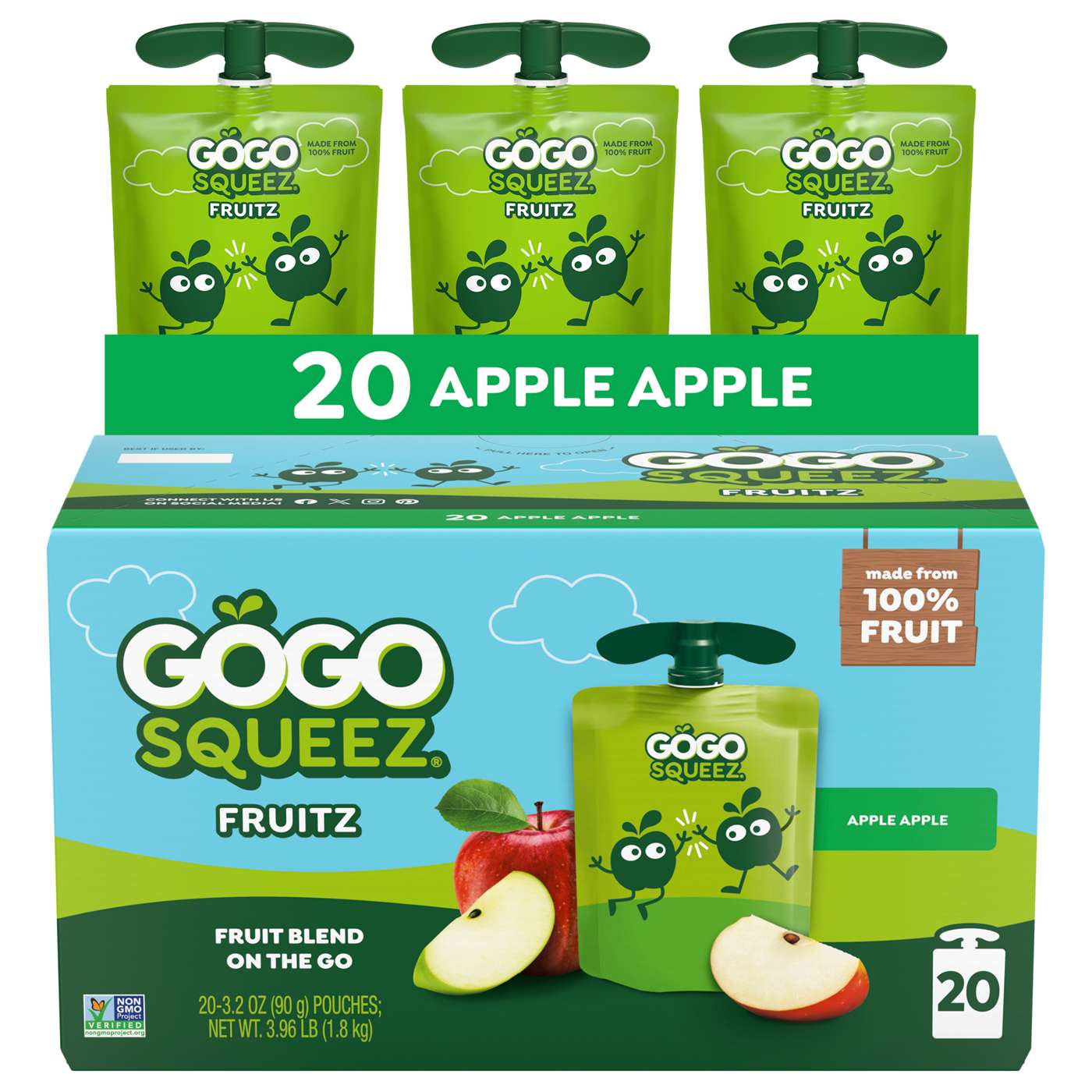 GoGo squeeZ No Sugar Added Apple Applesauce & Fruit Puree Pouches; image 4 of 9