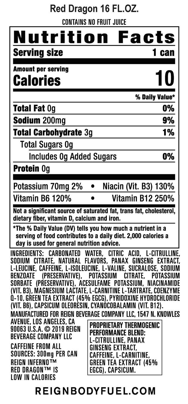 Reign Inferno Thermogenic Fuel - Red Dragon; image 2 of 2