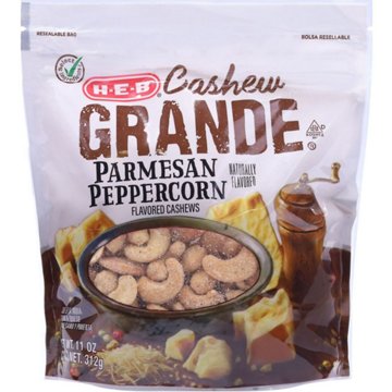 H-E-B Cashew Grande Roasted Whole Cashews - Parmesan Peppercorn, 11 oz