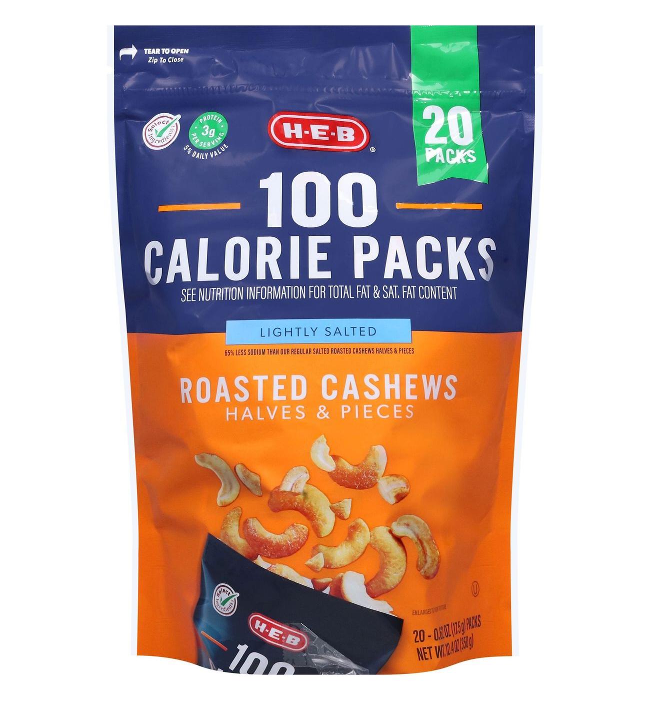 H-E-B Lightly Salted Roasted Cashews 100 Calorie Snack Packs; image 1 of 5