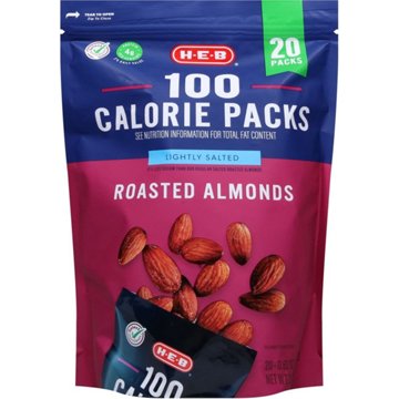H-E-B Lightly Salted Roasted Almonds 100 Calorie Snack Packs, 20 ct