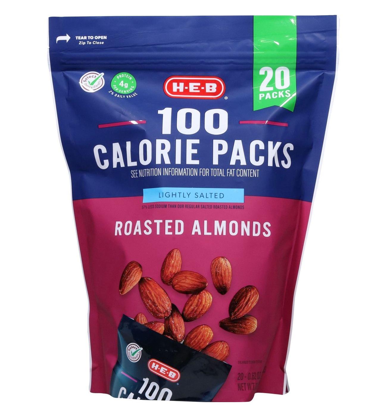 H-E-B Lightly Salted Roasted Almonds 100 Calorie Snack Packs; image 2 of 5