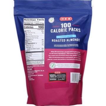 H-E-B Lightly Salted Roasted Almonds 100 Calorie Snack Packs, 20 ct